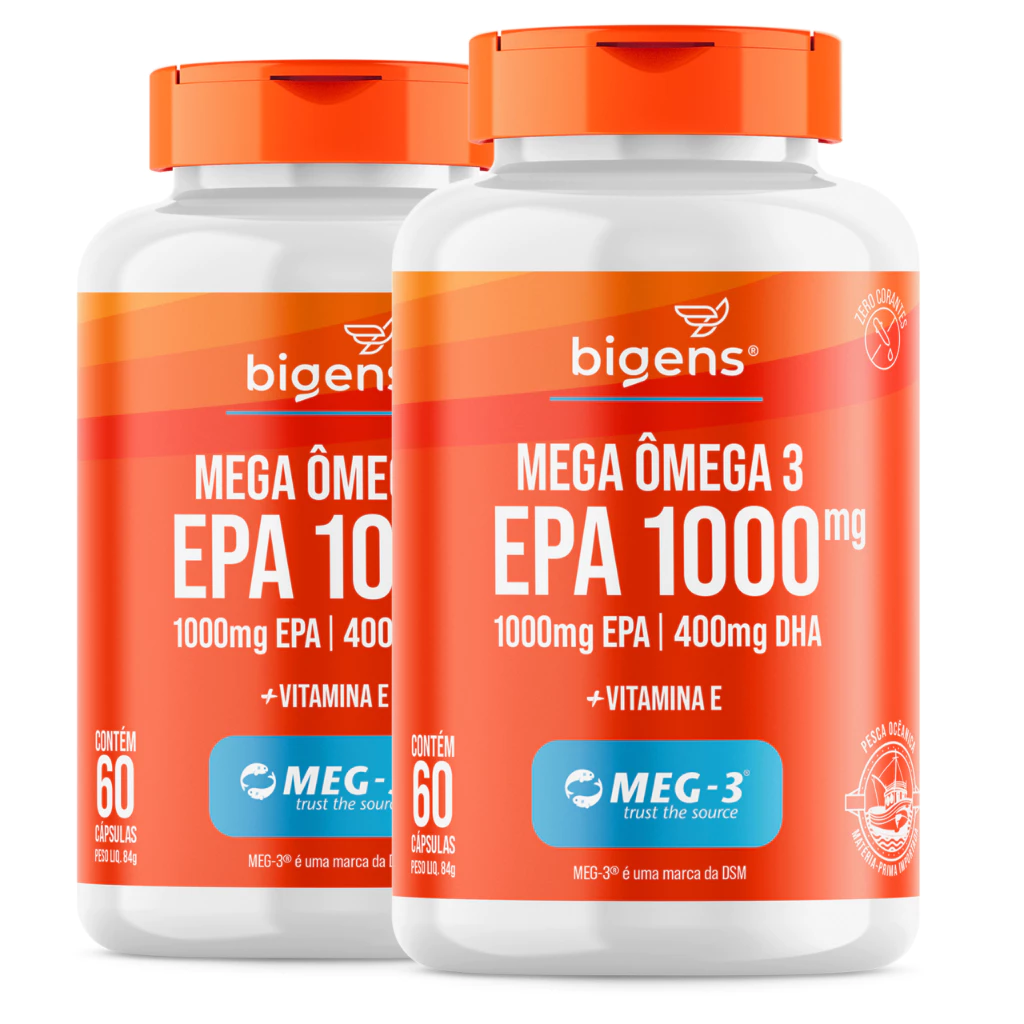 BIGENS KIT 2X MEGA ÔMEGA 3 EPA 1000 MEG-3 60 CAPS