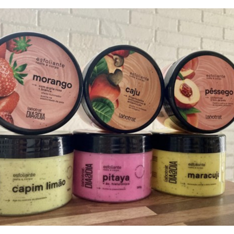 Esfoliante Corporal e Facial Cheiro de Fruta Labotrat 300g ou 150g - Esfoliante corpo e rosto - maracujá - melancia - morango - pitaya -