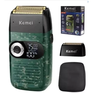 Barbeador Elétrico Shaver Kemei Km2027 Bivolt Profissional Cor Verde-escuro 110V/220V