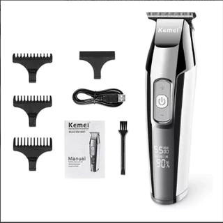 Maquina Cortar Cabelo Kemei Km-5027 Elétrico Luxury Cor Prateado