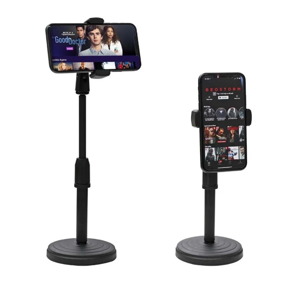 Suporte Para Celular De Mesa Tripé Articulado 360º Base Estável