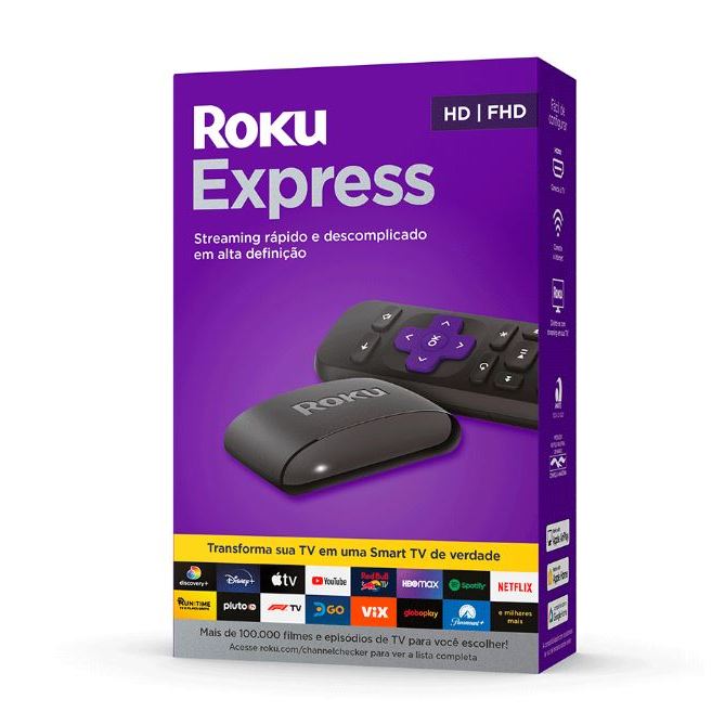 Aparelho de Streaming Roku Express Full HD - com Controle Remoto ...