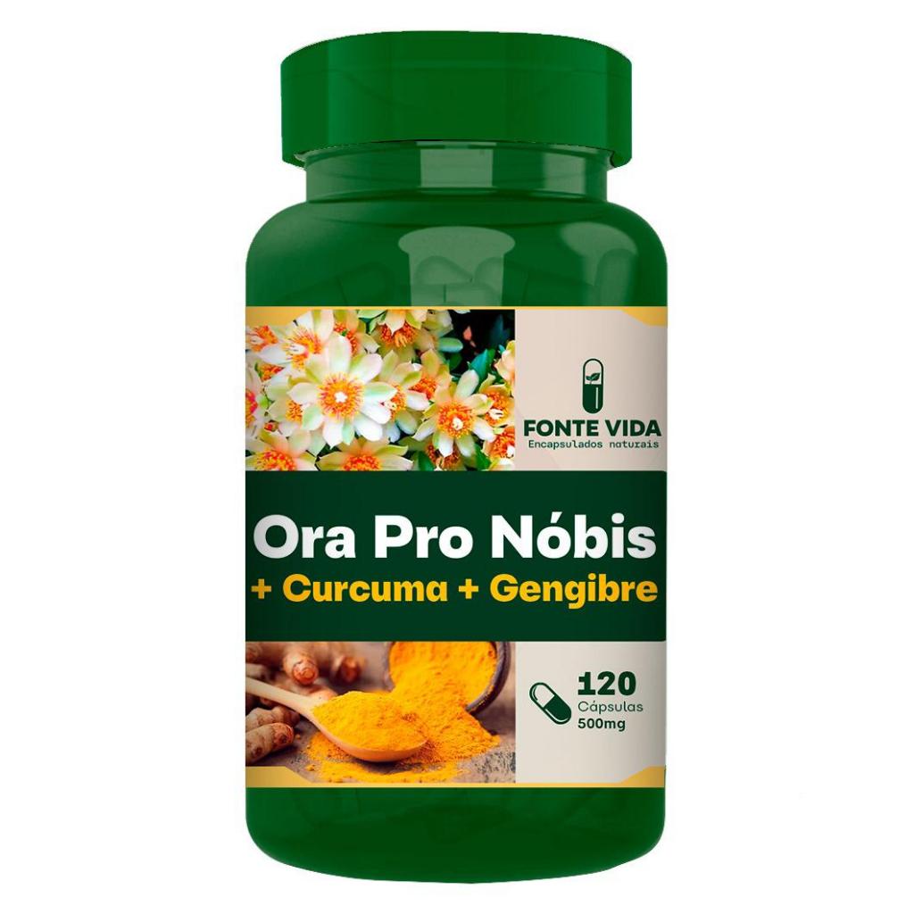 Ora Pro Nóbis com Cúrcuma e Gengibre 500MG 120 Capsulas (Fonte vida ...