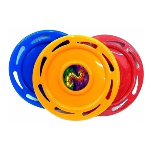 Kit C/3 UNIDADES Brinquedo De Lançar Frisbee Cores Sortidas Plástico Disco De Arremesso Giratório