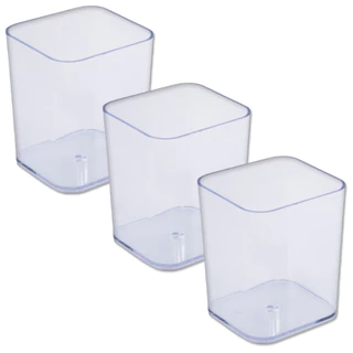 Porta objetos, caneta em acrílico transparente Dello kit com 3 peças