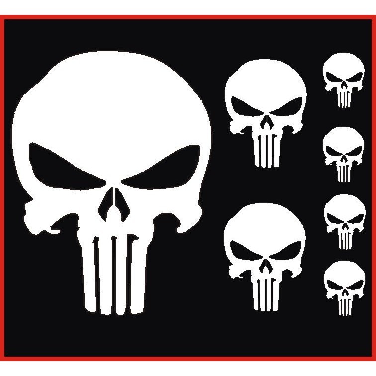 7 Adesivos Justiceiro Punisher Caveira Kit Cartela para carro moto ...