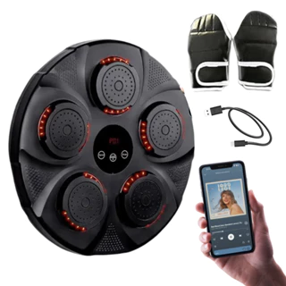 Máquina De Boxe Musical Com Luva Bluetooth Recarregável Com Cabo