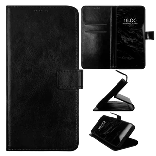 Capa Capinha Carteira Flip Abre e Fecha Couro Sintetico Para Moto G24 ‎XT2423-6 Tela 6.6 (Preto Liso B)