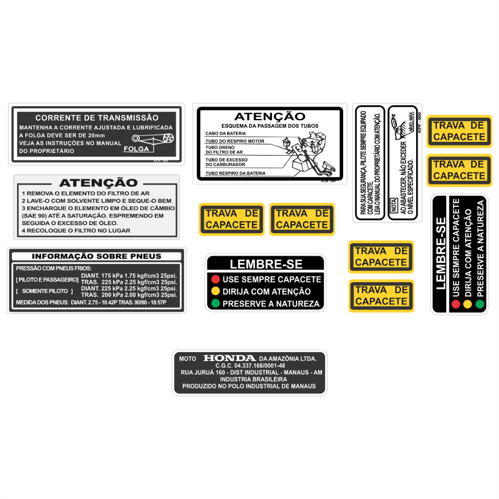 Adesivos Advertência Honda Cg 125 1996 A 1999