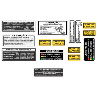 Adesivos Advertência Honda Cg 125 1996 A 1999