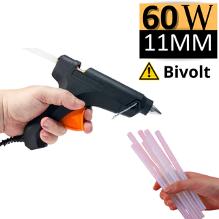 Pistola de cola quente profissional Grande 60W Bivolt 11MM com nota fiscal e garantia para escola casa trabalho