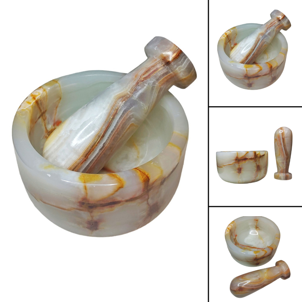Pilão e Almofariz de Mármore Ônix Pedra Cristal Natural Para Bar Drinks Drinques Caipirinha Piña Pina Colada Bebidas Ervas Elixir Aromaterapia Bruxaria Ética Bruxa Reiki Cristaloterapia Essência Essências