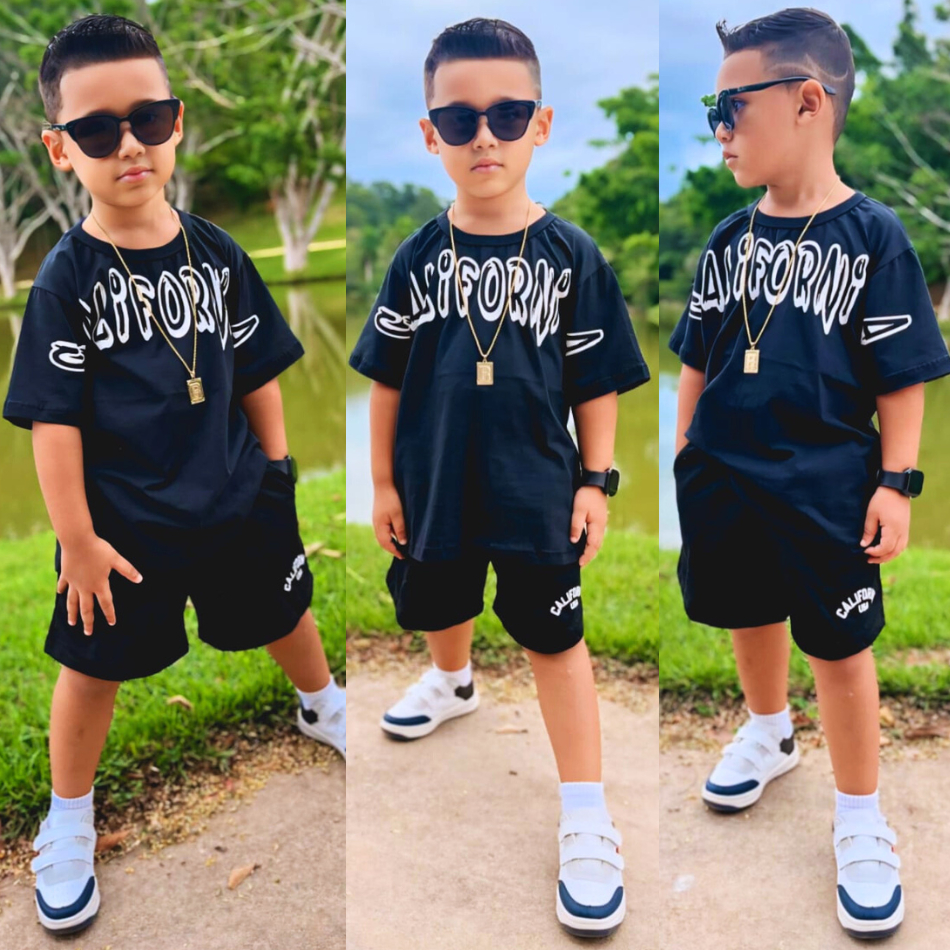 Roupa Infantil de Menino Kit Peças Camiseta e Bermuda Conjunto