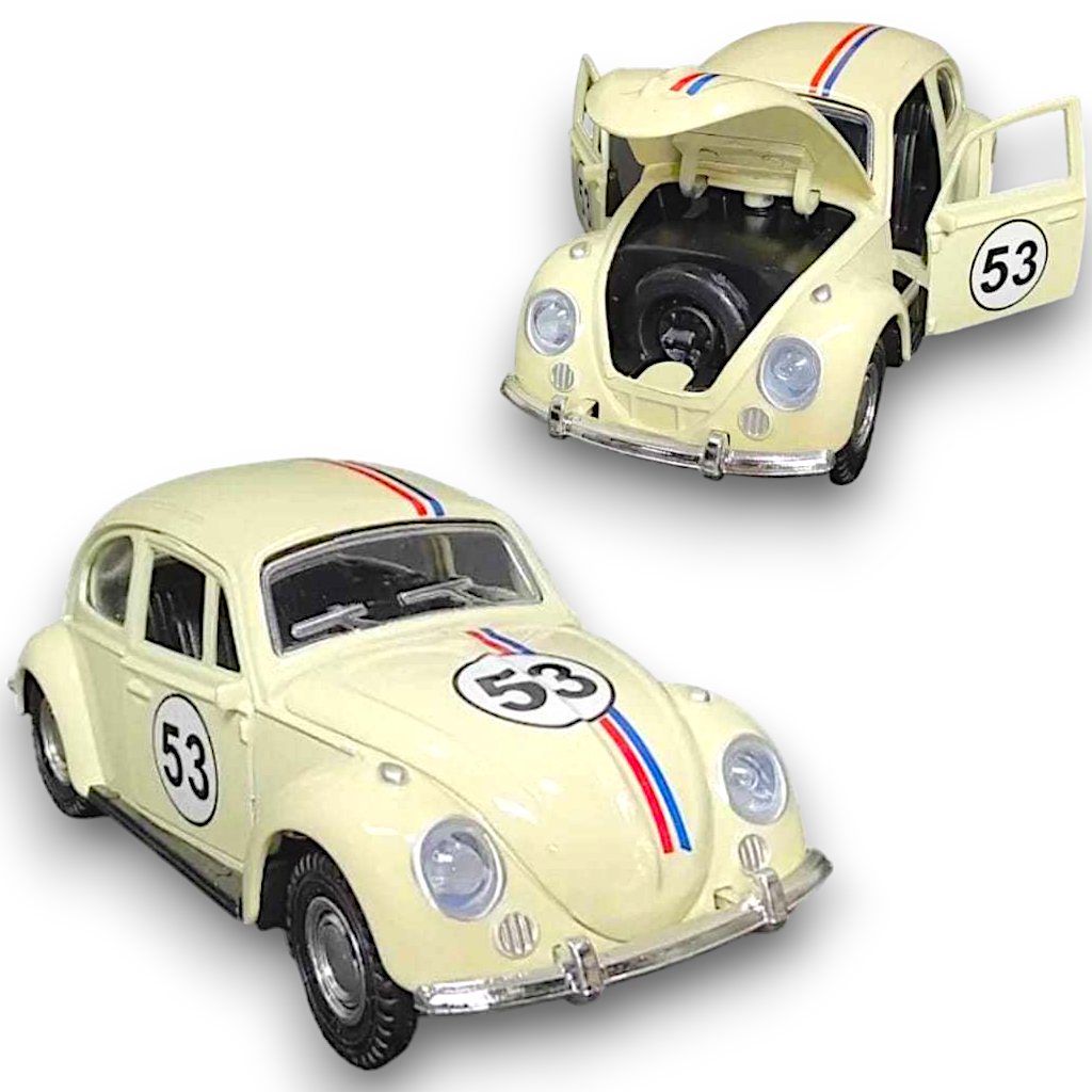 Fusca Herbie 53 Miniatura Ferro Abre Porta Capô Fricção Coleção