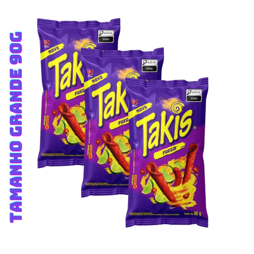 Kit 3 Salgadinhos Takis Fuego 90g Muito Mais Picante | Shopee Brasil