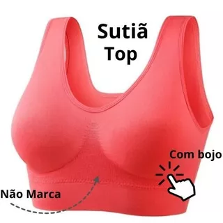 Sutiã Top Corte a Laser Sem Costura e Com Bojo