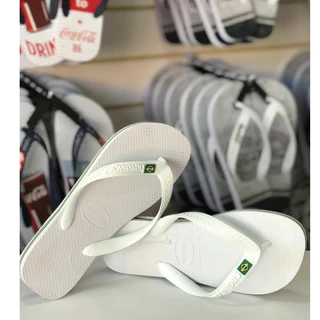 Chinelos Havaianas branco Bandeira Brasil Sandália feminino e masculino Full