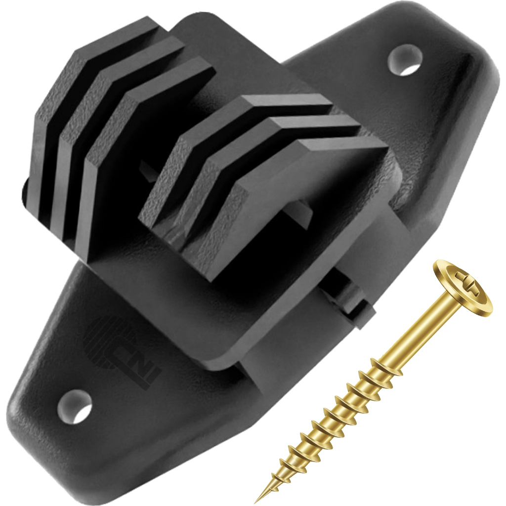 Kit 100 Isoladores Cerca Elétrica W Preto Médio + 200 Parafusos