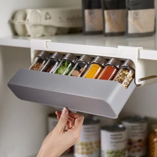Prateleira Porta Tempero e Condimentos Para Cozinha Retratil Rack Organizador Suspenso com 6 Potes artigos de cozinha decoração