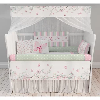 kit berço enxoval Completo Floral Delicado Menina Rosa 23 peças KT525