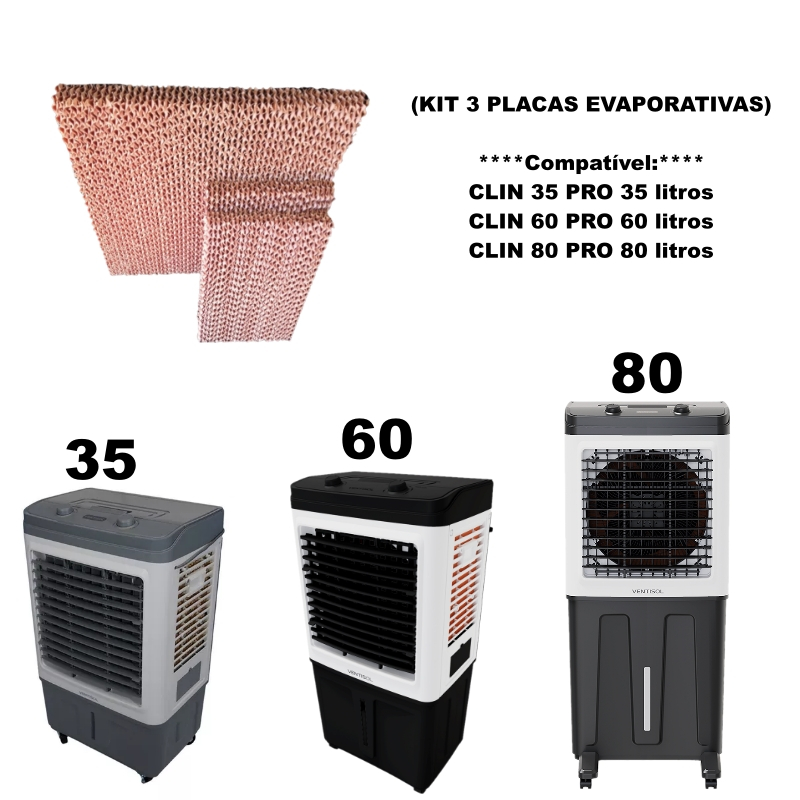 Kit 3pç colmeias Compatível: VENTISOL 35 / 60 /80 LITROS Placas Evaporativas