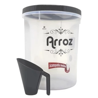 Pote Com Tampa De Rosca Redondo Para Arroz 5,8 L Com Medidor Nitron em Oferta na Shopee