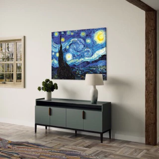 Quadro Noite Estrelada Van Gogh - Obras de artes em tela acetinada