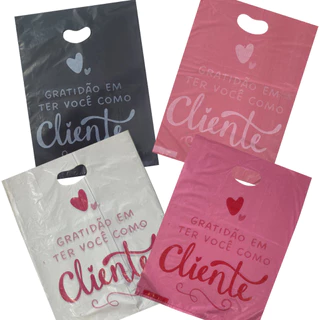 100 Sacolas 30x40 Boca de Palhaço com Frase sacolinha para Lojas
