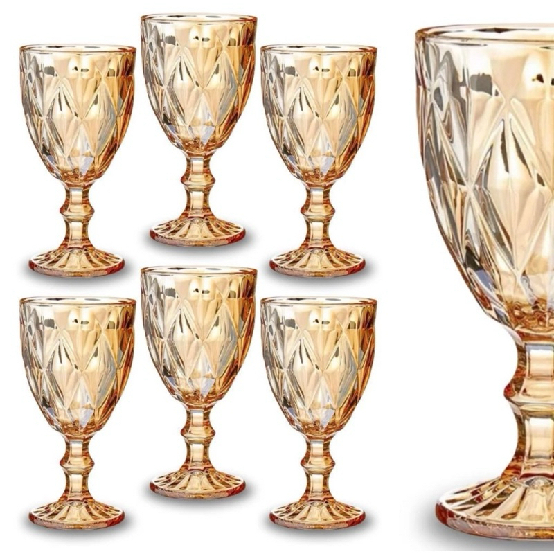 Jogo 6 TAÇAS DIAMOND TIPO LYOR DE VIDRO PARA ÁGUA VINHO 325 Jogo 6 TAÇAS DIAMOND TIPO LYOR DE VIDRO PARA ÁGUA VINHO 325
