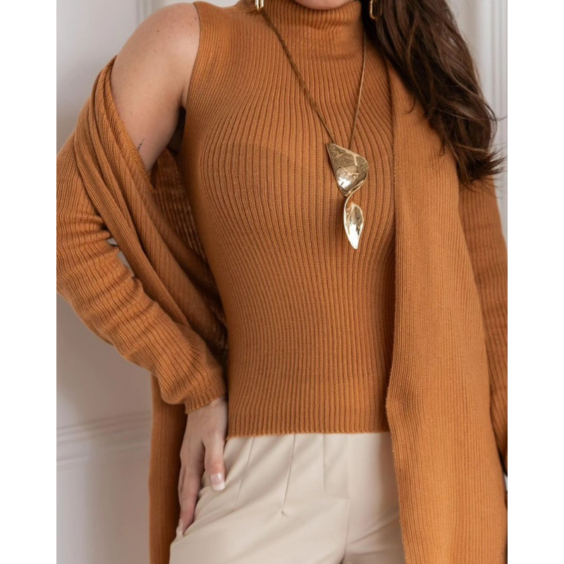 Conjunto 2 Peças de Inverno Blusa + Cardigan/ Blusa de Frio Feminina/ Cardigan Feminino