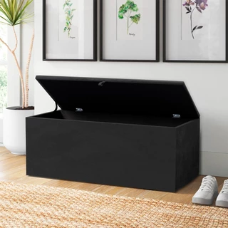 Baú Grande Retangular para Pé de Cama 90x40x44cm - Preto