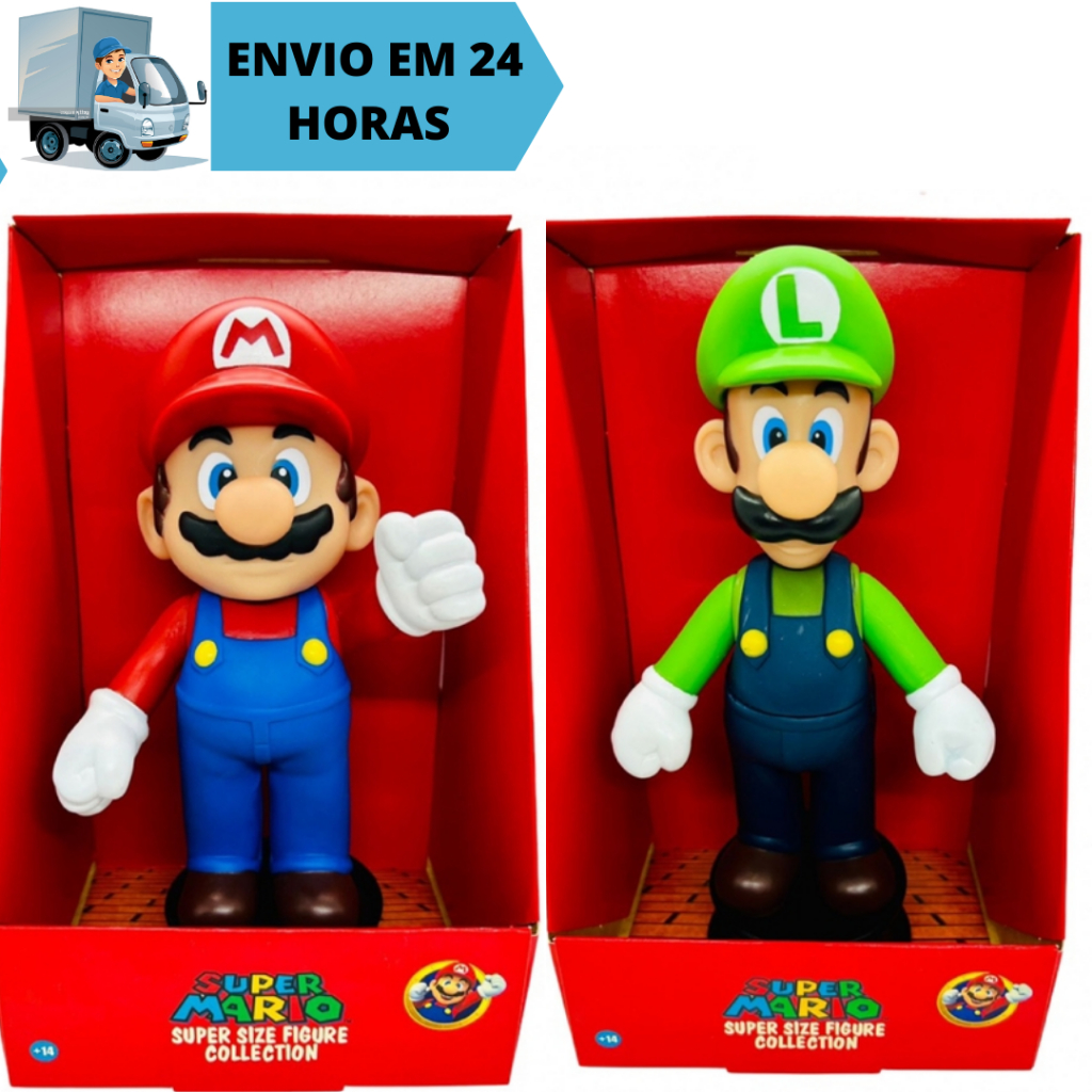 Combo Kit 2 Bonecos Mario e Luigi Vinil Collection Brinquedo Jogo 23cm Brinquedo boneco mario luigi em Oferta na Shopee