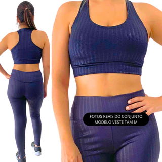 Conjunto Fitness 3D Top e Legging Cintura Alta Feminino Academia Empina Bumbum New Zig Zag