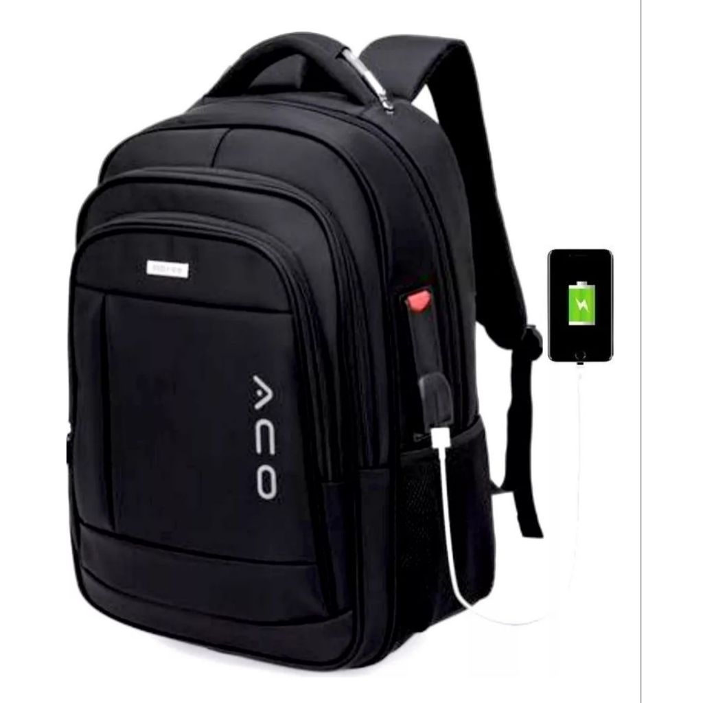Mochila notebook impermeável alça cabo de aço saída USB cadeado embutido