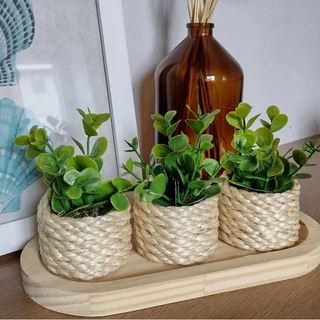 Vasos pequenos com planta artificial (Kit com 3)