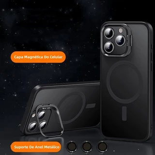 Luxo Capa Para Iphone 11 12 13 14 15 Pro Max Capa Macia Magnética de Carga Sem Fio Com Câmera Lente