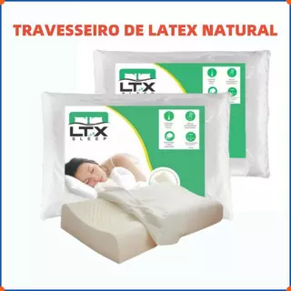 Kit 2 uni Travesseiros látex tailândia ortopedico proteção da coluna Cervical Antialérgico Premium
