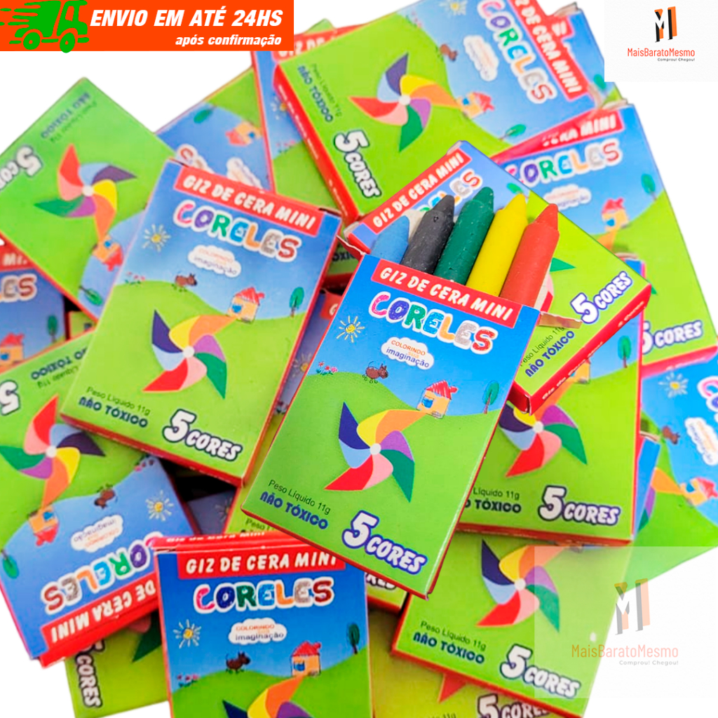 Kit 20 caixa Mini Giz De Cera Não Tóxico 5 Cores 11g Kit 20 caixa Mini Giz De Cera Não Tóxico 5 Cores 11g