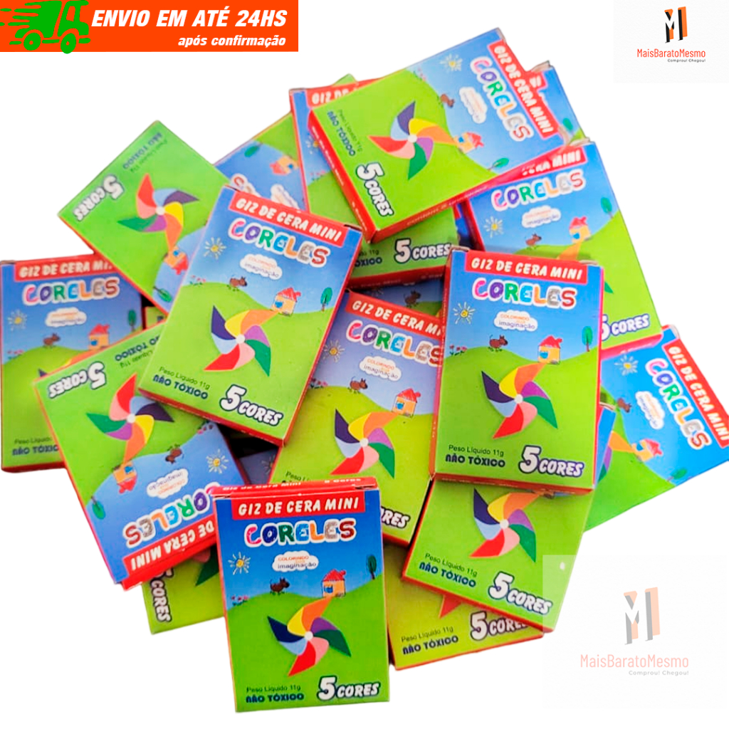 Kit 20 caixa Mini Giz De Cera Não Tóxico 5 Cores 11g Kit 20 caixa Mini Giz De Cera Não Tóxico 5 Cores 11g