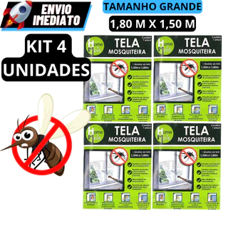 Kit 4 Telas Mosquiteira GRANDE Janela Ajustável 1,80Mx1,50M Anti Insetos Dengue Mosquito