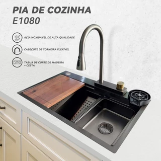 Cuba Cascata Gourmet Premium Torneira Lavador Copos Completa-3 estilos disponíveis