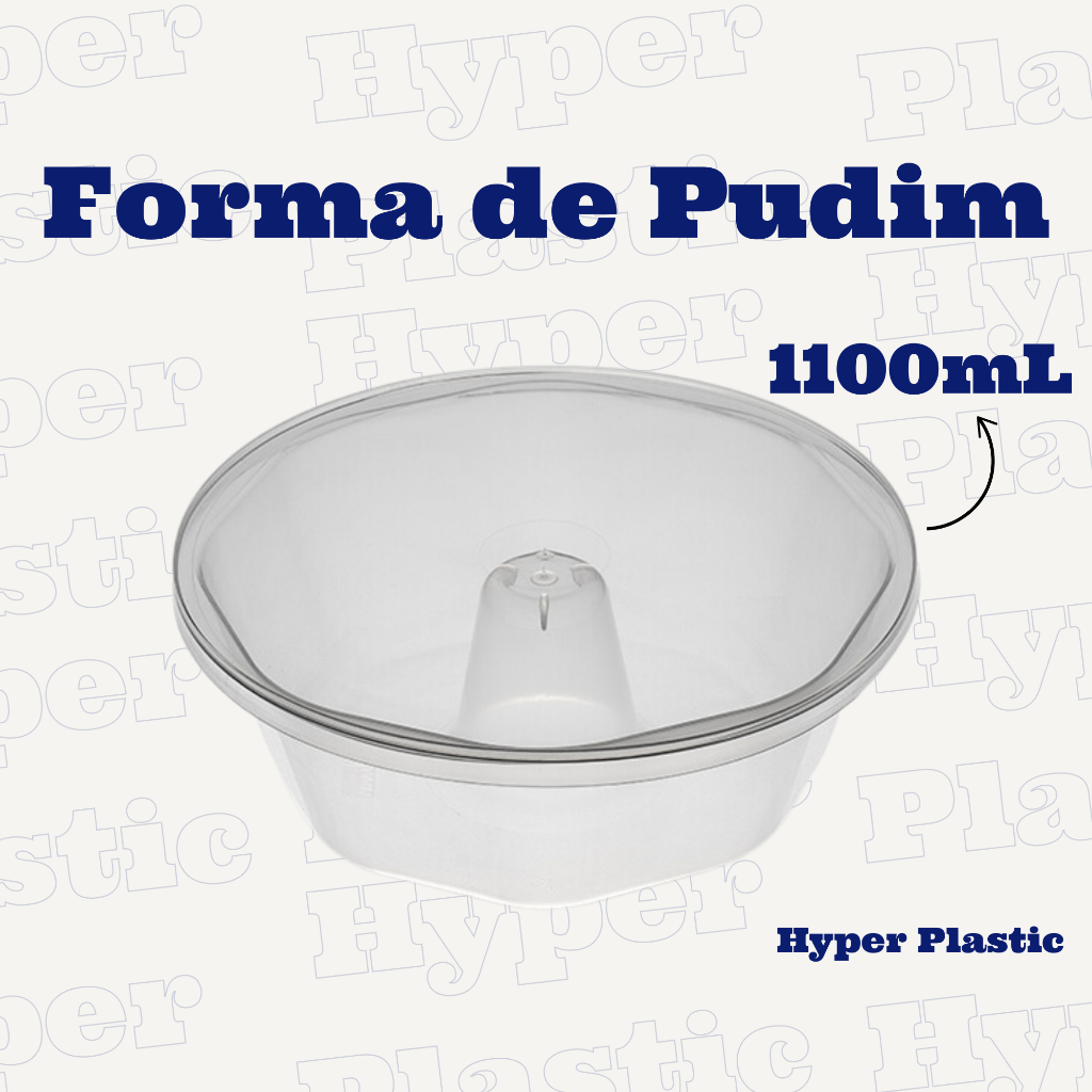 Forma para Pudim Forneável C/ Tampa 1100ml Com 50 unidades Plastilânia