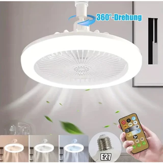 Ventilador De Teto Com Led Lâmpada Novo Com Controle Remoto Branco 360°
