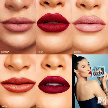 Batom Líquido Coleção Bia Todo Dia Boca Rosa Beauty - Segunda Terça Quarta Quinta Sexta