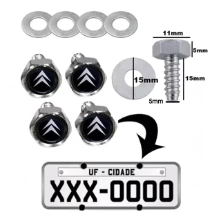 Kit 4 Parafusos Citroen Para Placa Antiga Padrão MerCoSul C3 C4 AirCross