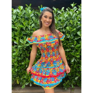 VESTIDO PM São João Arraiá Festa junina para mêsversário e aniversário roupa quadrilha
