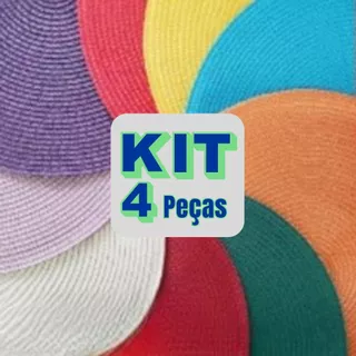 Kit Jogo Americano 4 Peças Redondo Mesa Decorativo Jantar Descanso de Prato Sousplat Cozinha