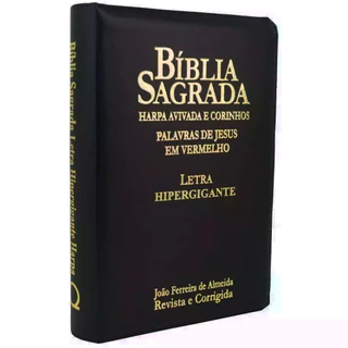 Bíblia Sagrada Letra Hipergigante Rc - Harpa E Corinhos - Zíper Preta