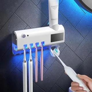 Dispenser Aplicador Pasta de Dente Porta Escovas Com Esterilizador UV