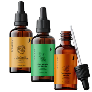 Super Kit Óleo Vegetal de Ojon, Alecrim, Castor Oil Tratamento Capilar 100% Puro Dermopac 30ml